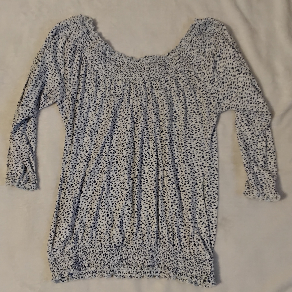 Lucky Brand Blue and White Dotted Blouse - Picture 3 of 3